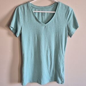 Pima Cotton Light Blue V-Neck Short Sleeve Tee
